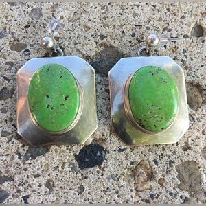 Gaspeite! Gaspeite! Gaspeite! Vintage Sterling Silver Navajo Gaspeite Earrings!